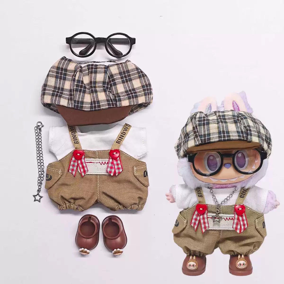 17cm Labubu Clothes- Autumn Scholar Full Set (clothes Only, Doll Not Included)