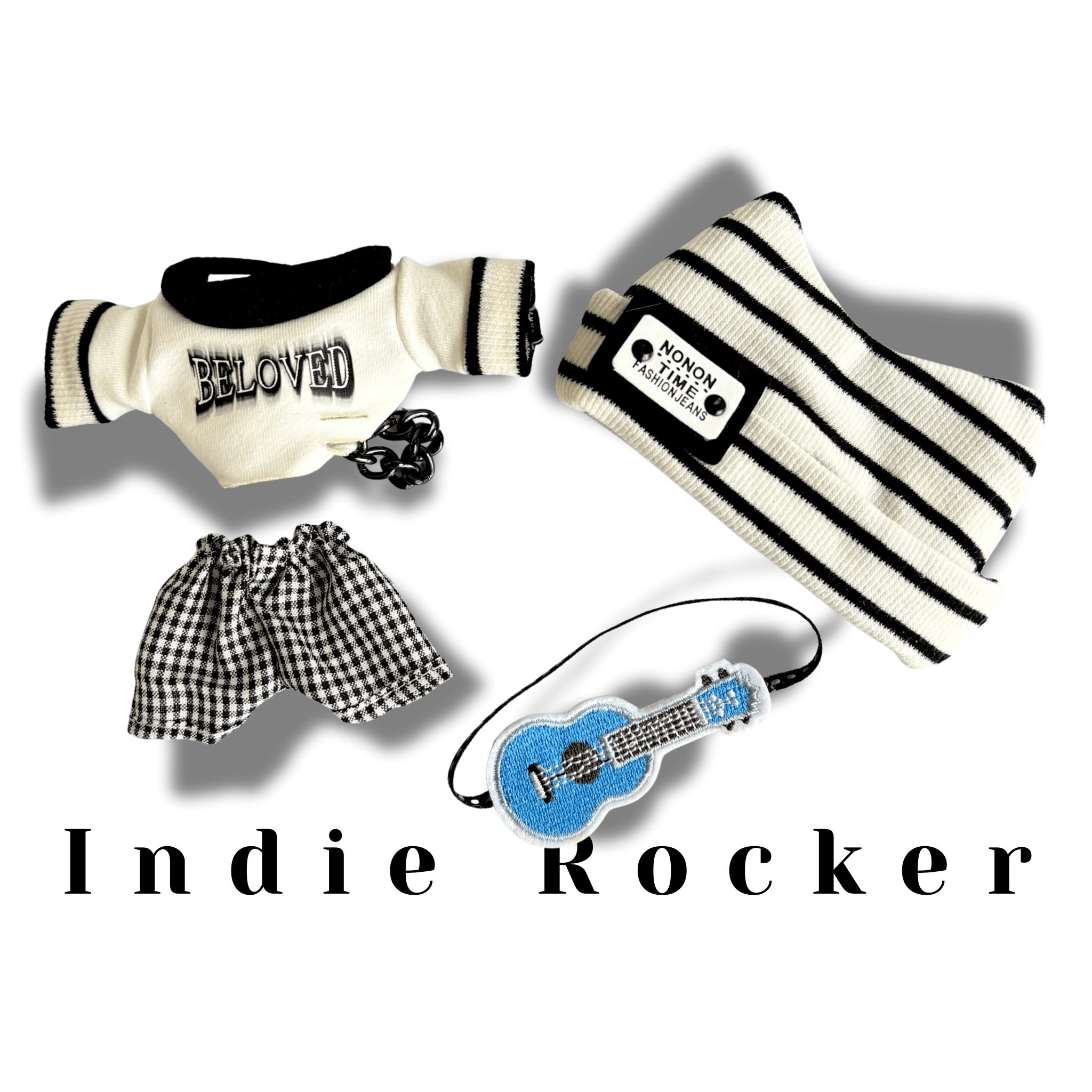 17cm Labubu Clothes –Indie Rocker Full Set (clothes Only, Doll Not Included)