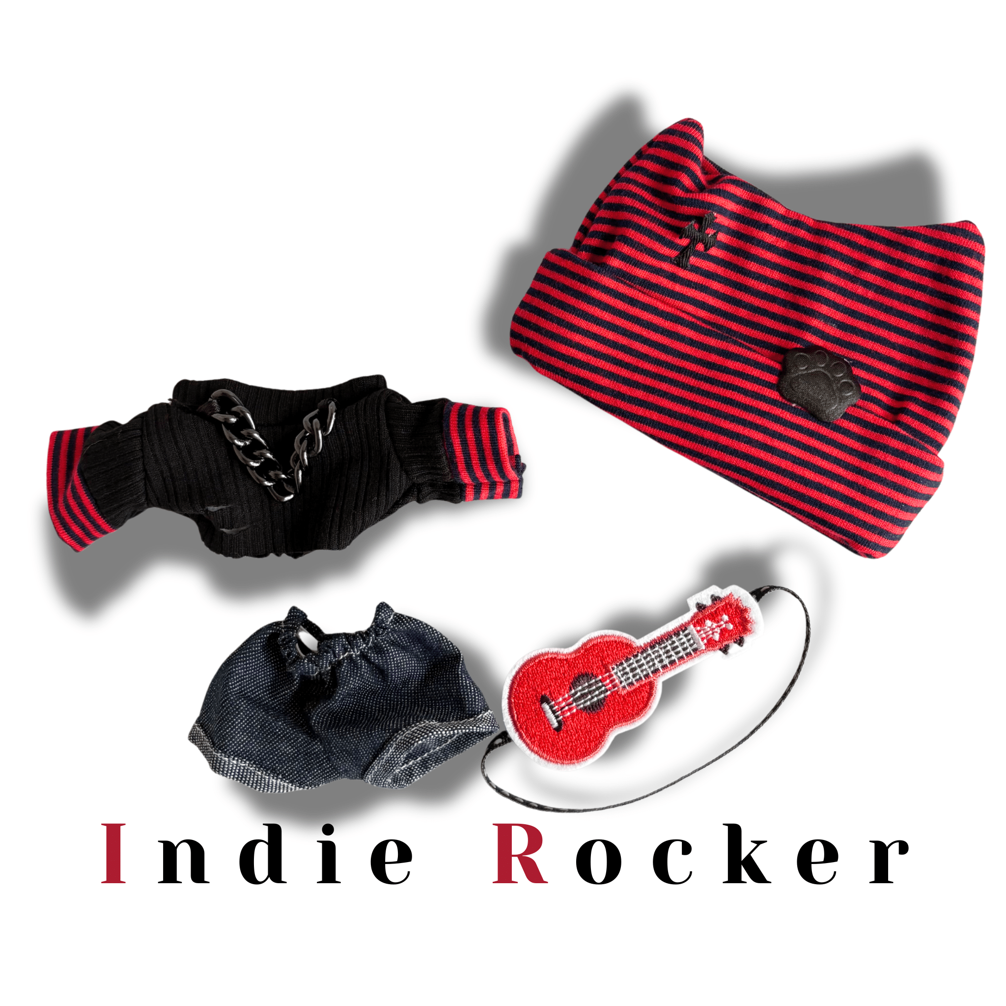17cm Labubu Clothes –Indie Rocker Full Set (clothes Only, Doll Not Included)