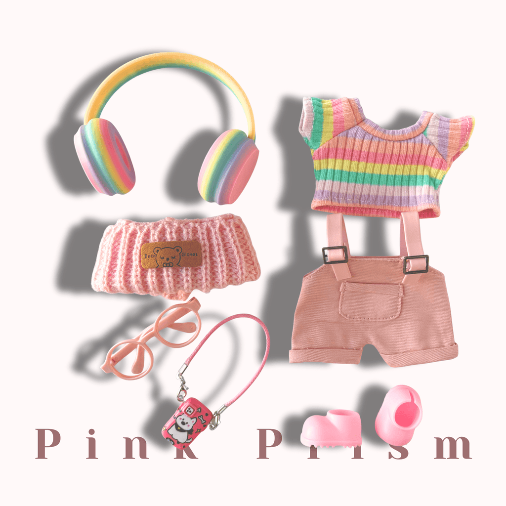 17cm Labubu Clothes –Pink Prism Full Set (Clothes Only, Doll Not Included)