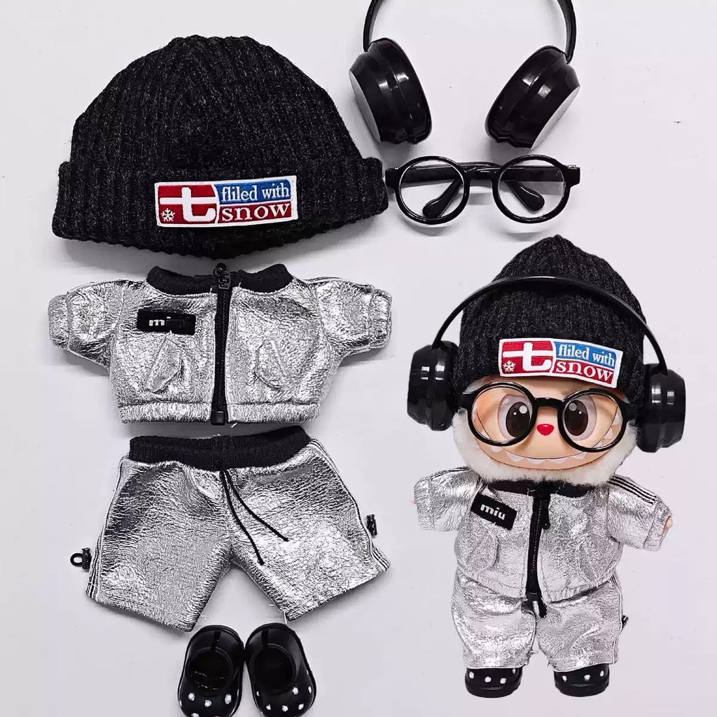 17cm Labubu Clothes- Silver Chill premium Full Set (clothes Only, Doll Not Included)