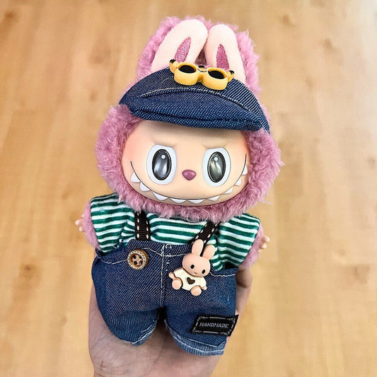 Labubu 17cm Doll Clothes – Denim Rover Basic Set (Clothes Only, Doll Not Included)
