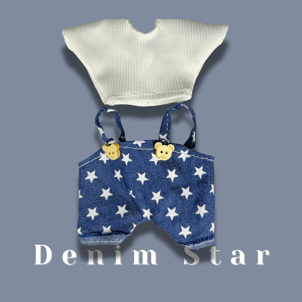 Labubu 17cm Doll Clothes – Denim Star Basic Set (Clothes Only, Doll Not Included)