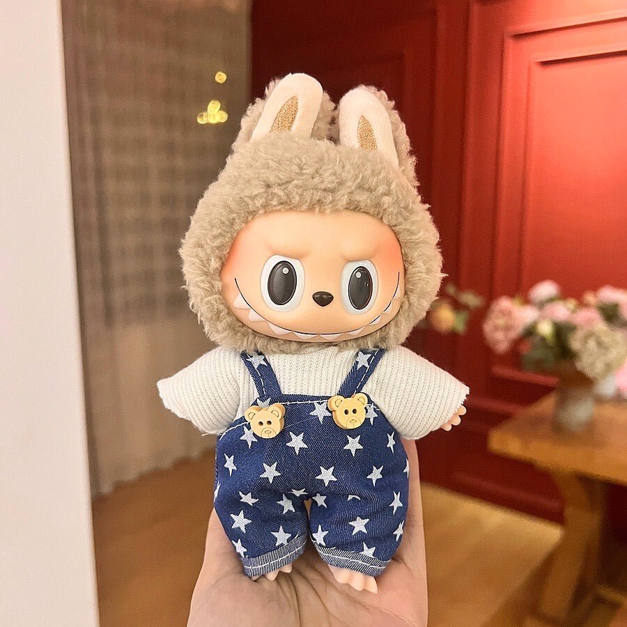 Labubu 17cm Doll Clothes – Denim Star Basic Set (Clothes Only, Doll Not Included)