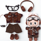 17cm Labubu Clothes –Vintage Pilot Premium Full Set (clothes Only, Doll Not Included)
