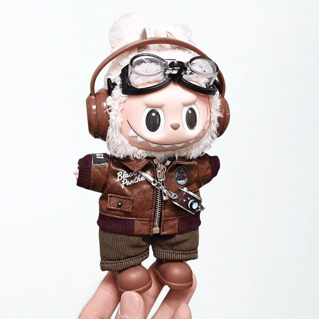 17cm Labubu Clothes –Vintage Pilot Premium Full Set (clothes Only, Doll Not Included)