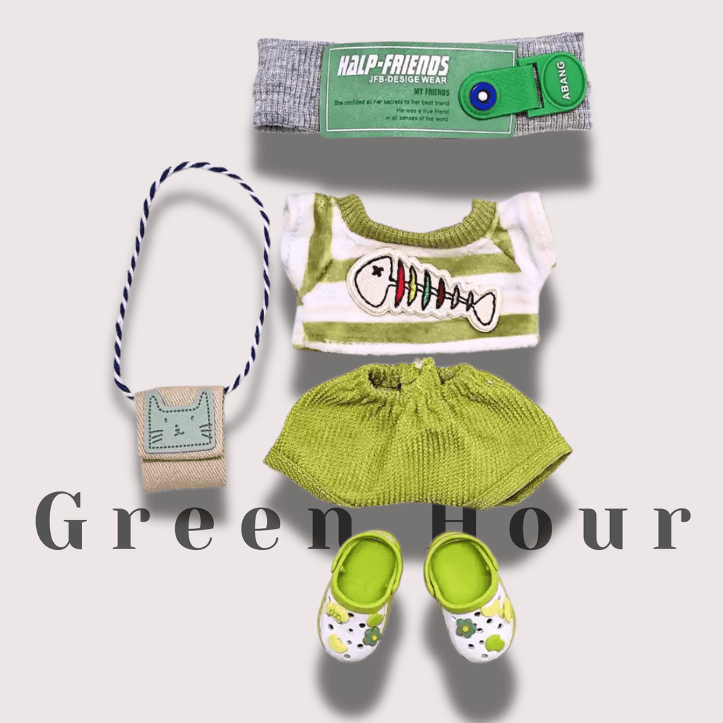 Labubu 17cm Doll Clothes – Green Hour Full Set(Clothes Only, Doll Not Included)
