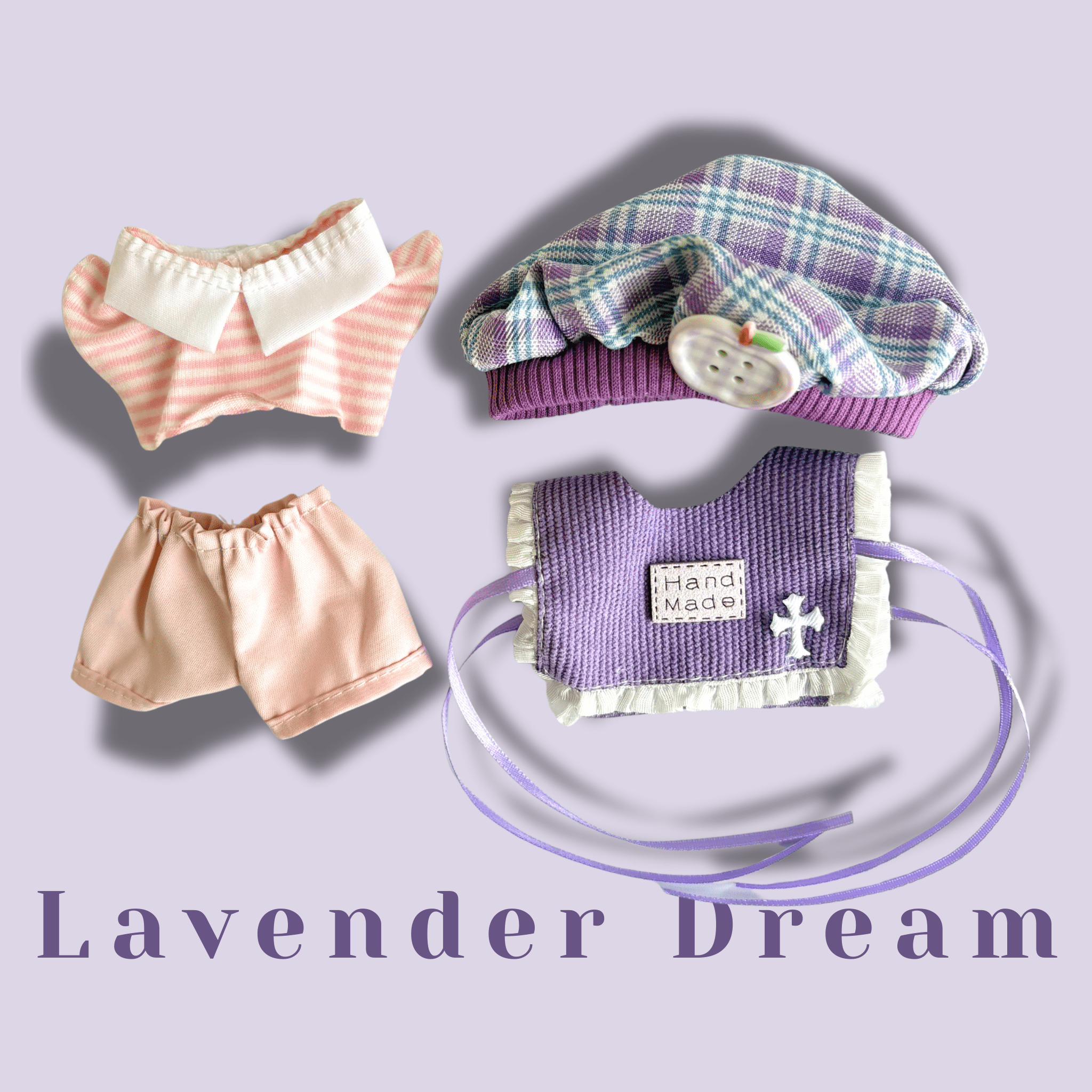 17cm Labubu Clothes –Lavender Dream Full Set (clothes Only, Doll Not Included)