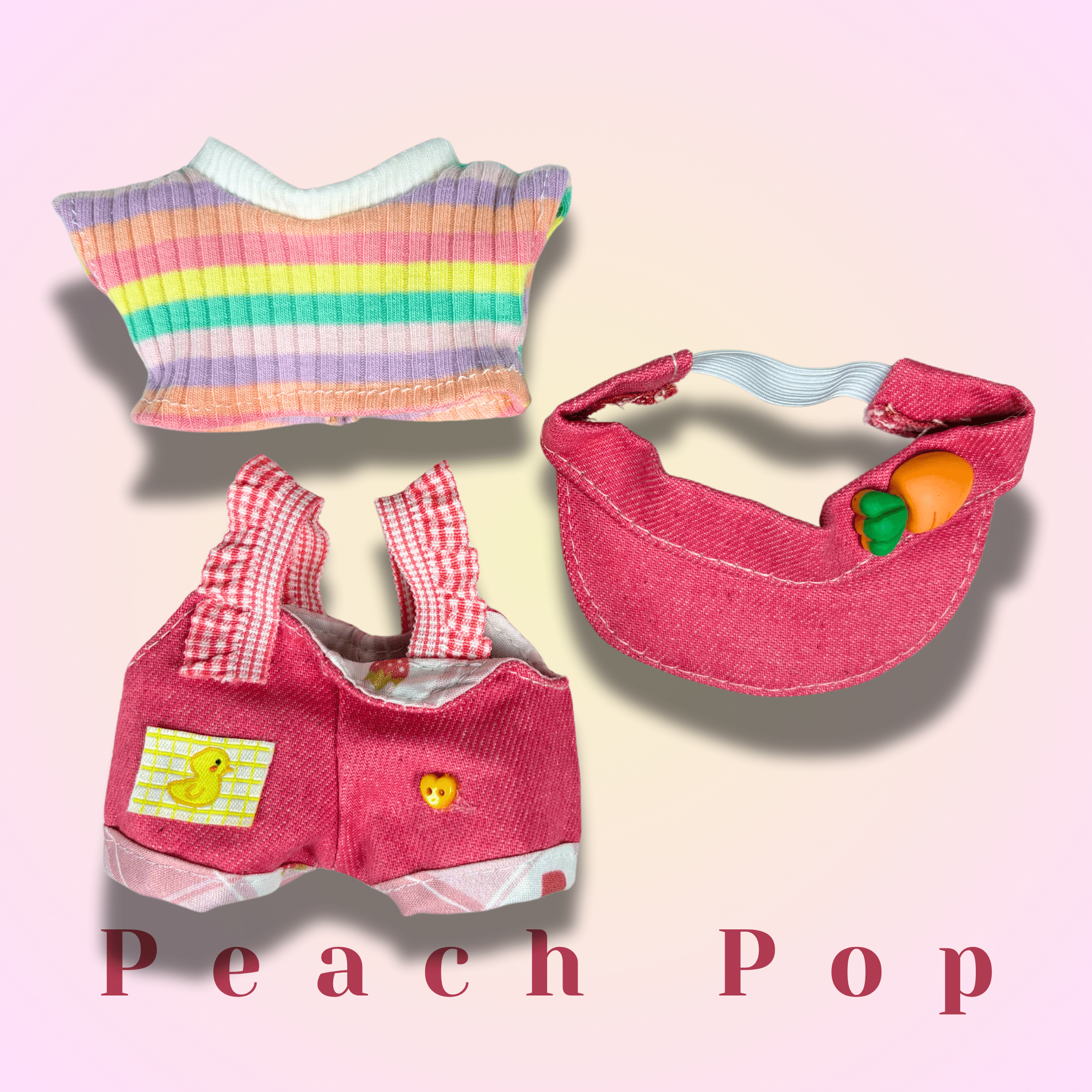 Labubu 17cm Doll Clothes – Peach Pop Basic Set(Clothes Only, Doll Not Included)