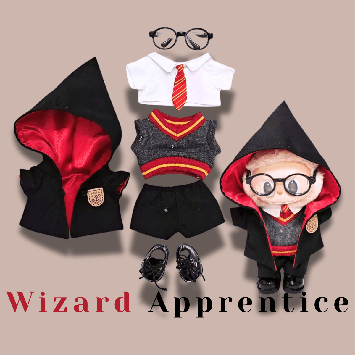 17cm Labubu Clothes –Wizard Apprentice Full Set (clothes Only, Doll Not Included)