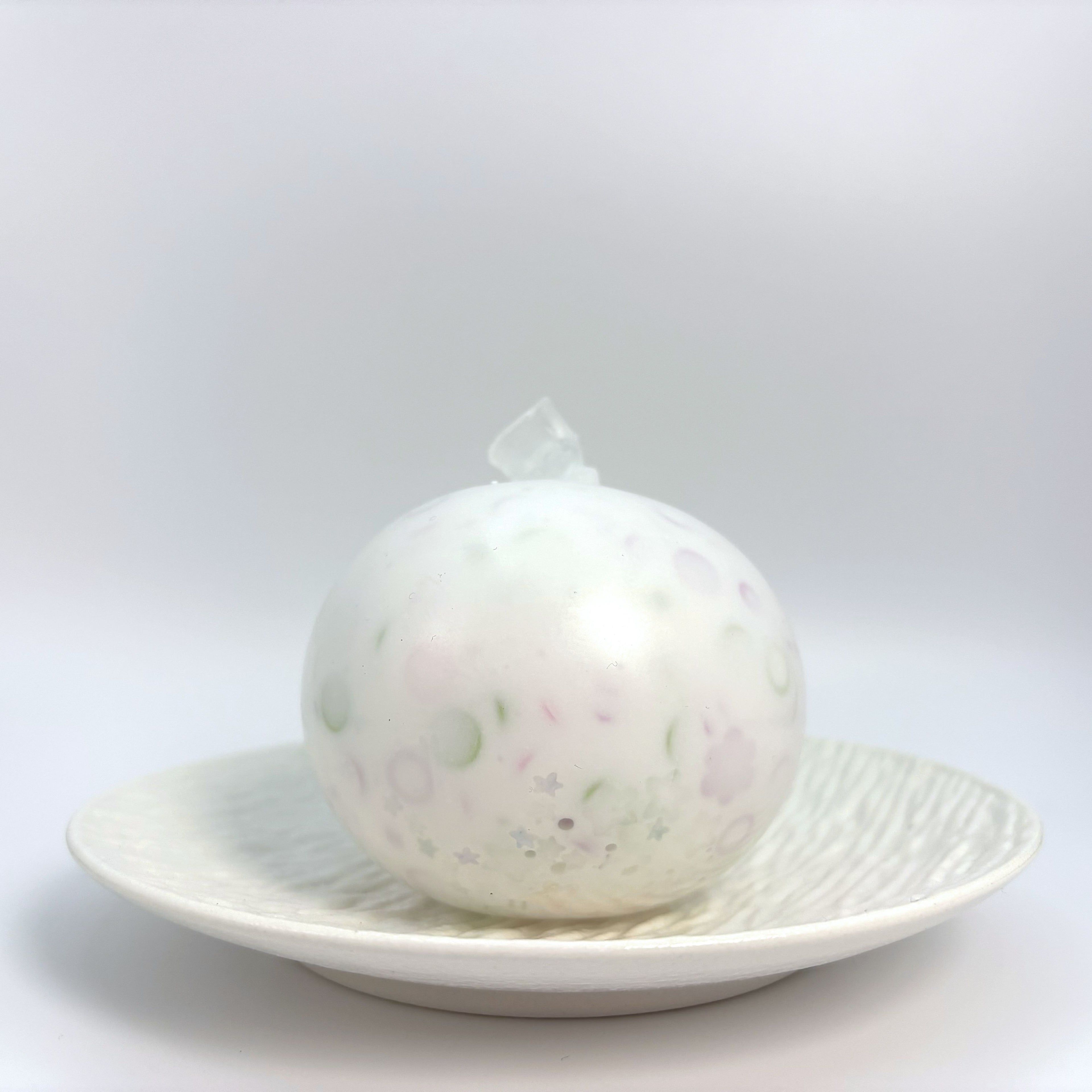 Soft white stress ball with pastel pink and green fillers – Lalachill Spring Prelude asmr stress ball