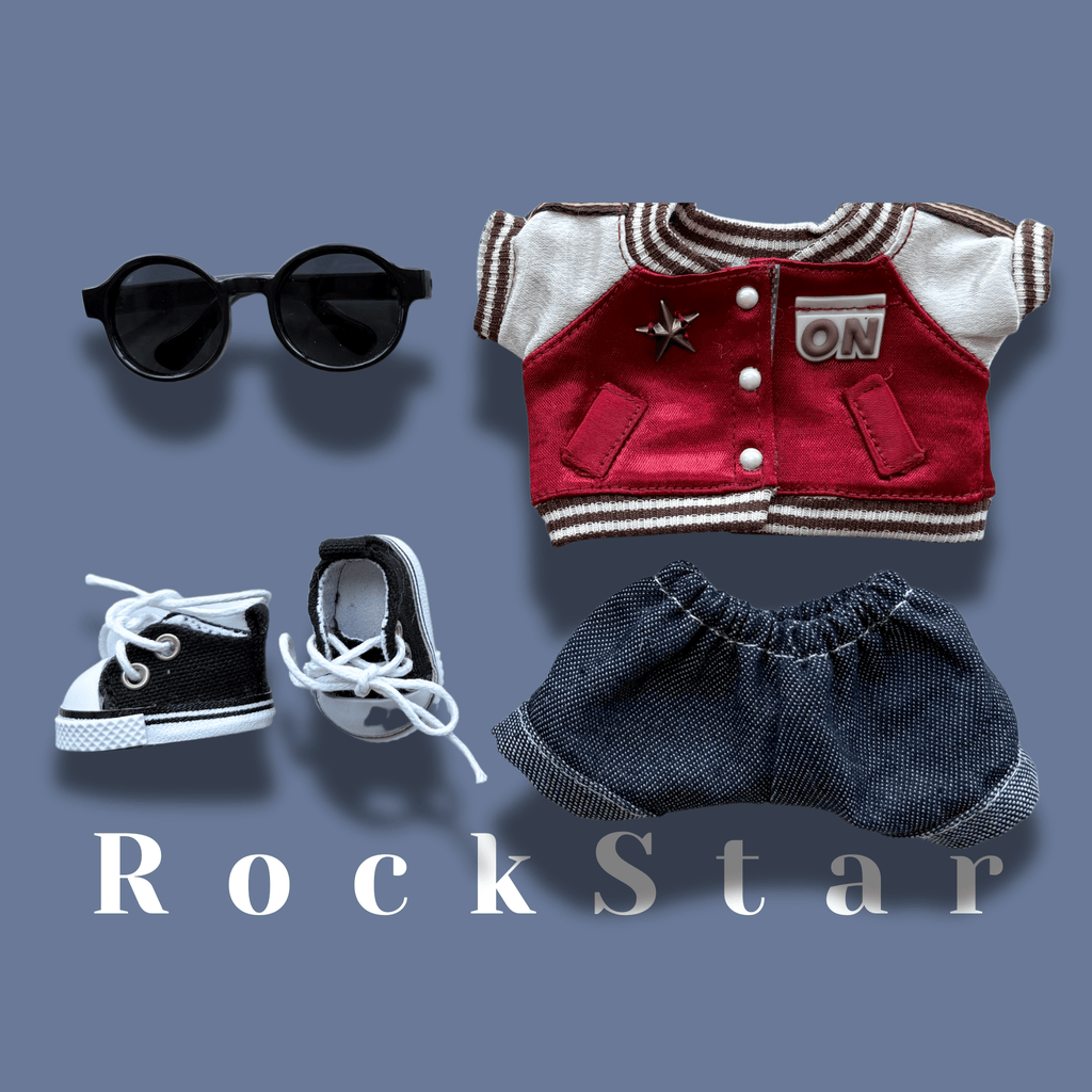 Labubu 17cm Doll Clothes – Rock Star Full Set(Clothes Only, Doll Not Included)