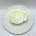 Top-down view of the Jade Taiyaki Taba Squishy, highlighting its textured scales and intricate taiyaki shape