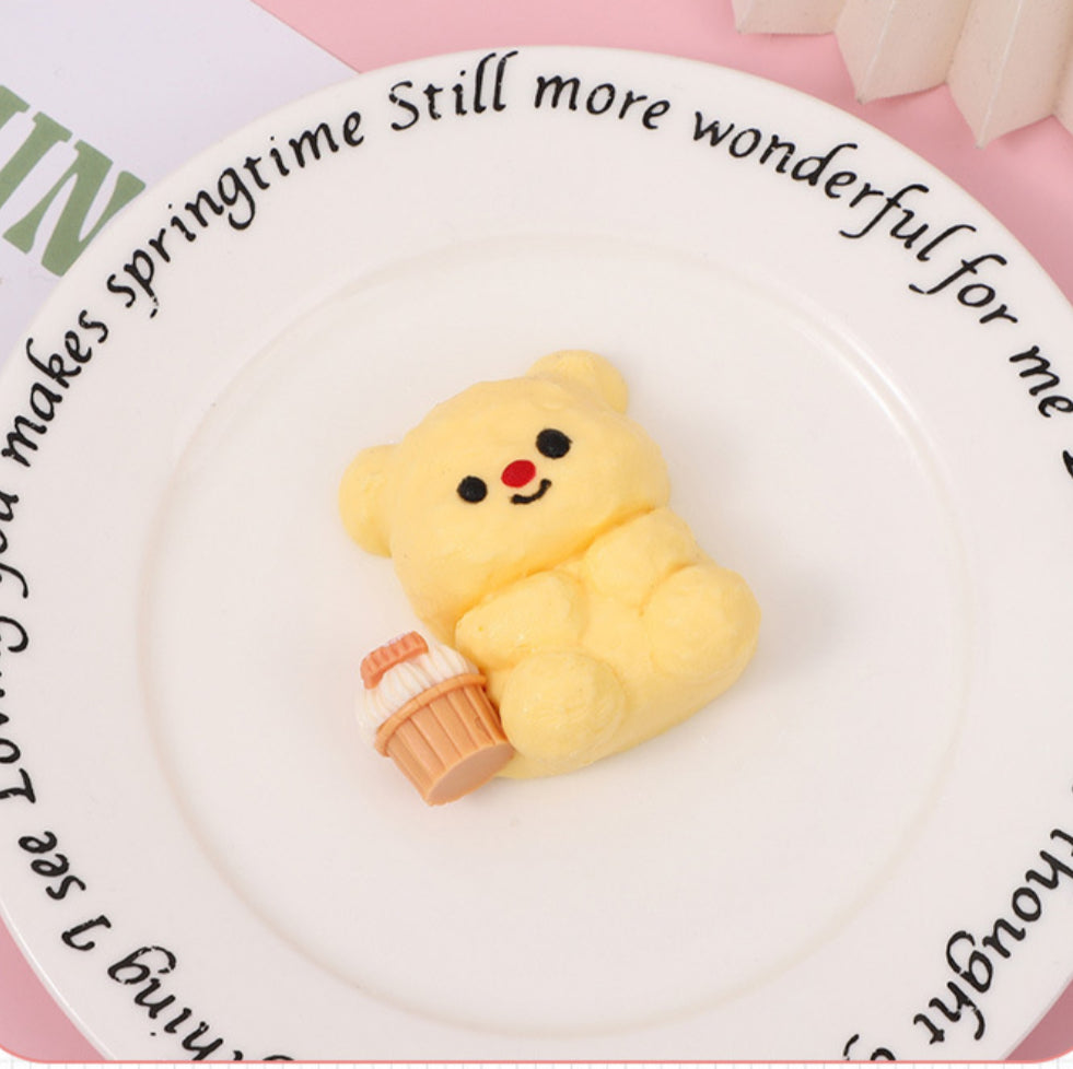 Cute yellow bear Taba Squishy toy, the perfect way to unwind and de-stress