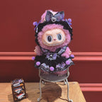 Labubu 17cm Doll Clothes – Midnight Kuromi Basic Set (Clothes Only, Doll Not Included)