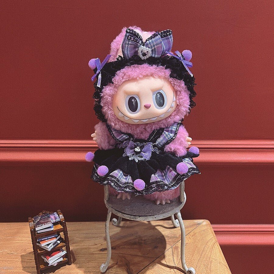 Labubu 17cm Doll Clothes – Midnight Kuromi Basic Set (Clothes Only, Doll Not Included)