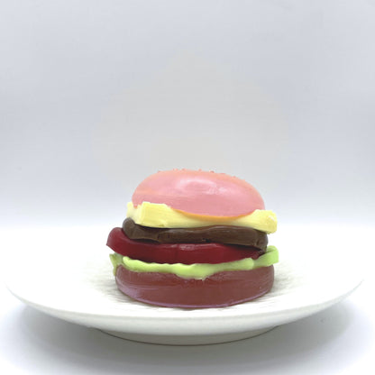 Lalachill Not a Burger Taba Squishy in brown – realistic burger-inspired Taba Squishy for stress relief and endless fun.