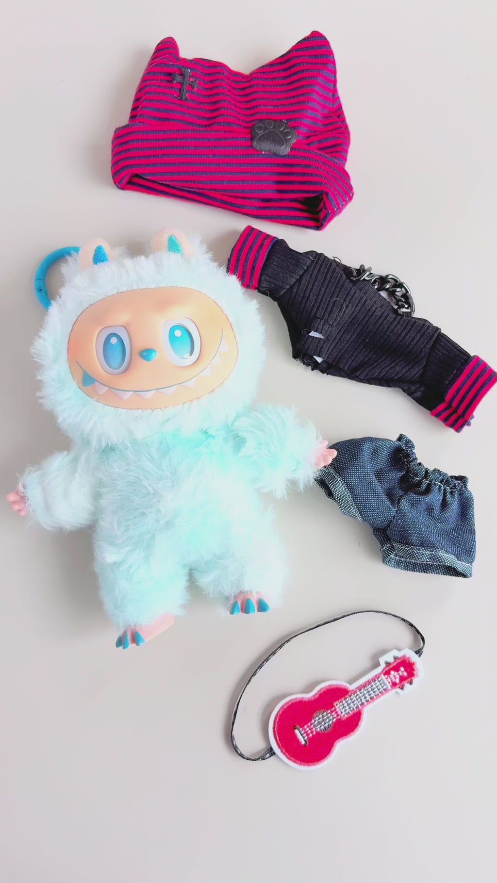 17cm Labubu Clothes –Indie Rocker Full Set (clothes Only, Doll Not Included)
