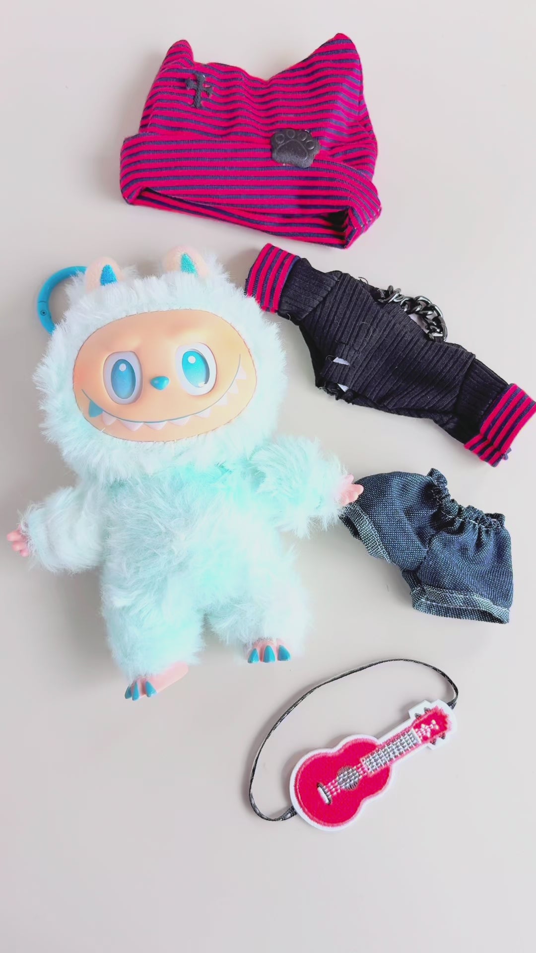 17cm Labubu Clothes –Indie Rocker Full Set (clothes Only, Doll Not Included)